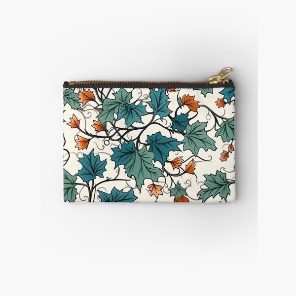 Item preview, Verdant Elegance: Ivy Pattern with Green and Red Leaves on a White Canvas Floral Pattern designed and sold by EVA4designs.