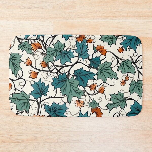 Item preview, Verdant Elegance: Ivy Pattern with Green and Red Leaves on a White Canvas Floral Pattern designed and sold by EVA4designs.