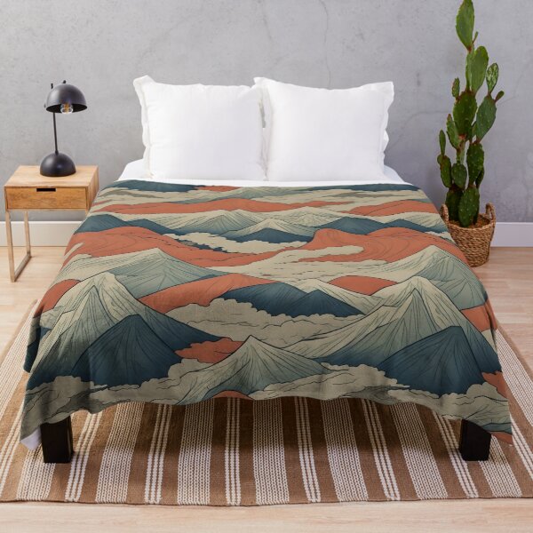Item preview, Ukiyo-e style mountain range pattern. Warm and cold colors. designed and sold by DreamscapePixel.