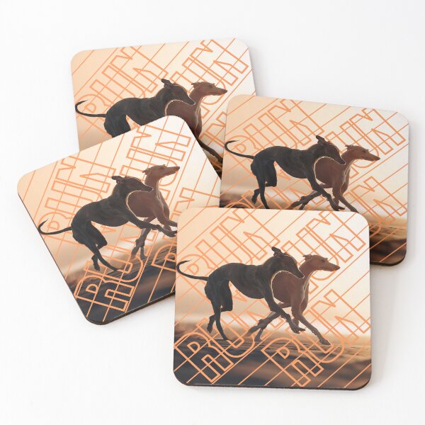 Item preview, Two greyhounds running at dawn - Run Motivational artwork - Jogging Dog Art designed and sold by Woof-n-Wear.