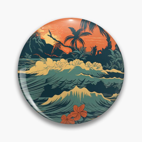 Item preview, 1960s Vintage Hawaii Travel Illustration Rough Seas designed and sold by EverettAtlas.