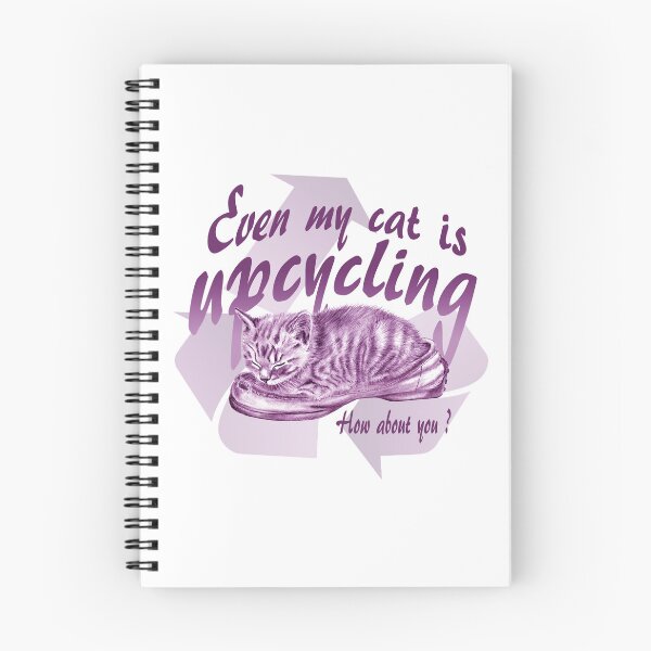 Item preview, Sleeping kitten in old shoe - purple colorized version, Upcycling text in English. designed and sold by SylvieG18.