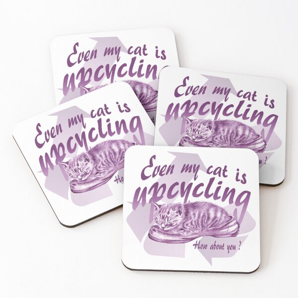 Item preview, Sleeping kitten in old shoe - purple colorized version, Upcycling text in English. designed and sold by SylvieG18.
