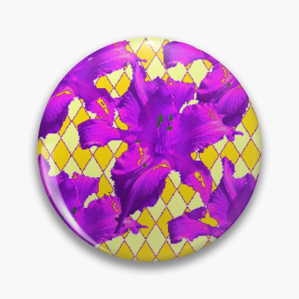 Item preview,  PURPLE DAY LILIES GOLDEN-YELLOW ABSTRACT DIAMOND PATTERN ART designed and sold by sharlesart.