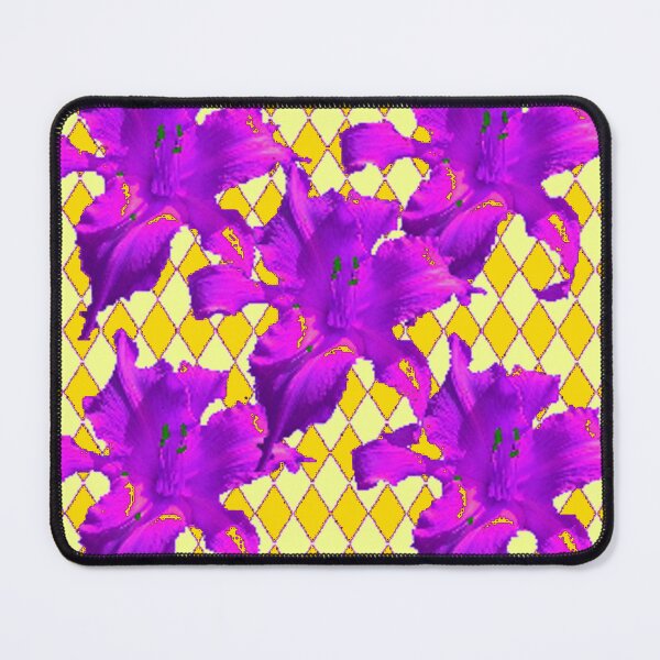 Item preview, PURPLE DAY LILIES GOLDEN-YELLOW ABSTRACT DIAMOND PATTERN ART designed and sold by sharlesart.