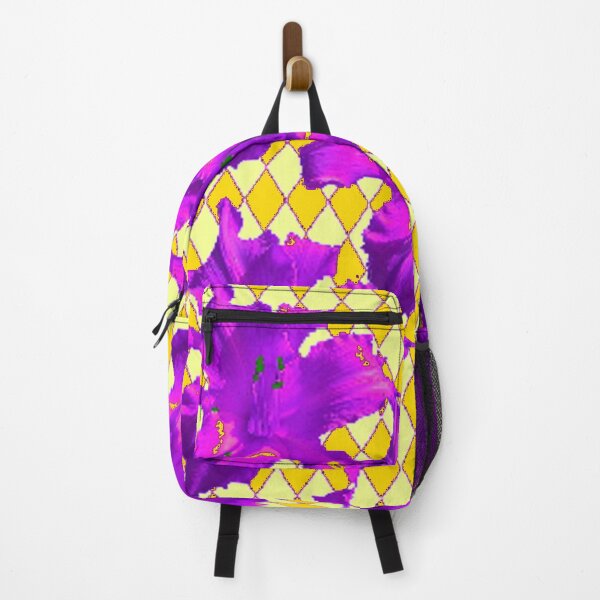 Item preview, PURPLE DAY LILIES GOLDEN-YELLOW ABSTRACT DIAMOND PATTERN ART designed and sold by sharlesart.
