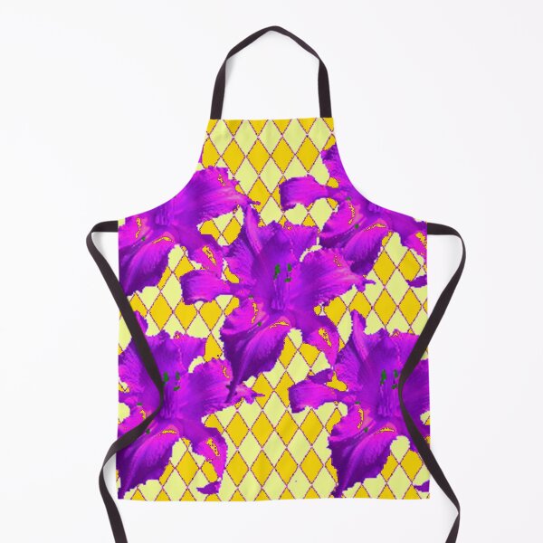 Item preview,  PURPLE DAY LILIES GOLDEN-YELLOW ABSTRACT DIAMOND PATTERN ART designed and sold by sharlesart.