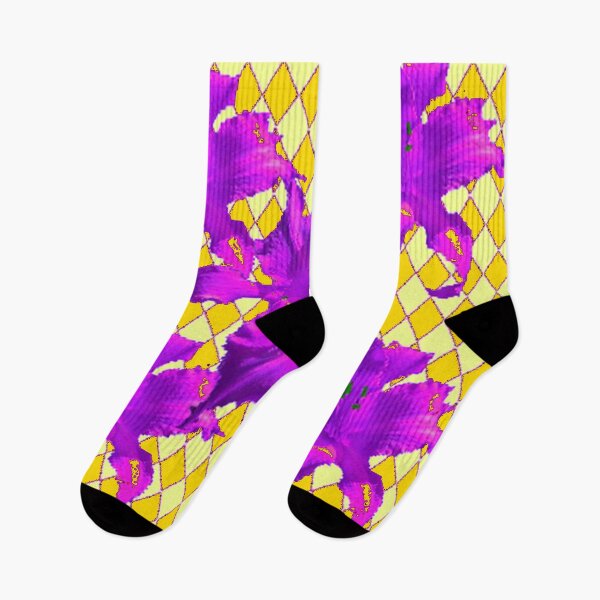 Item preview, PURPLE DAY LILIES GOLDEN-YELLOW ABSTRACT DIAMOND PATTERN ART designed and sold by sharlesart.
