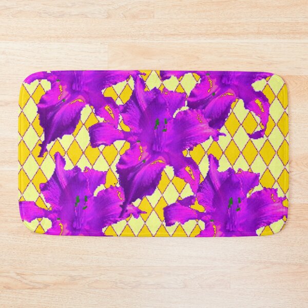 Item preview,  PURPLE DAY LILIES GOLDEN-YELLOW ABSTRACT DIAMOND PATTERN ART designed and sold by sharlesart.