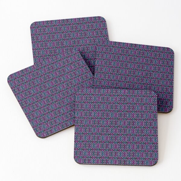 Item preview, Blue and fuchsia pattern of undone checks on black background. designed and sold by MirBer.