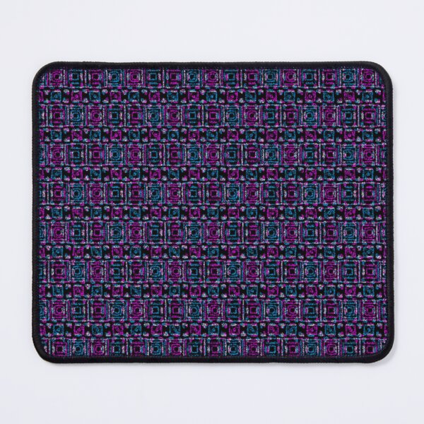 Item preview, Blue and fuchsia pattern of undone checks on black background. designed and sold by MirBer.