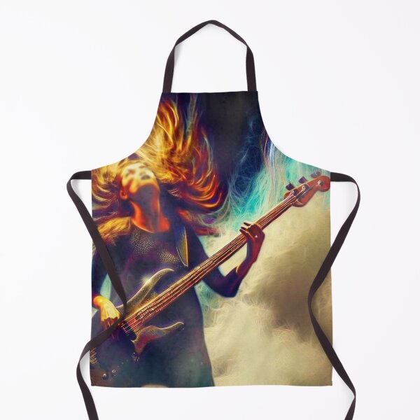 Item preview, Girl guitarist plays bass guitar lively and exciting in clouds of smoke designed and sold by JaroDesign2023.