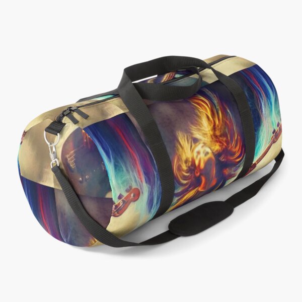 Item preview, Girl guitarist plays bass guitar lively and exciting in clouds of smoke  designed and sold by JaroDesign2023.