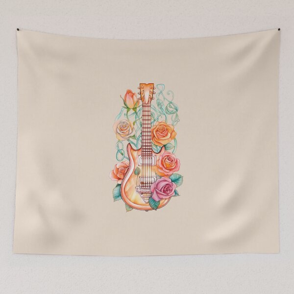 Item preview, Watercolor Floral Guitar designed and sold by taniasofia.
