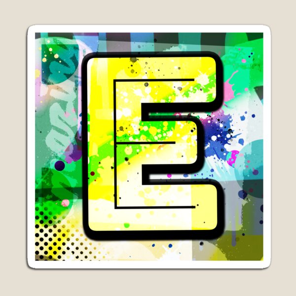 Graffiti Initial Letter E with 👑' Rectangle Magnet