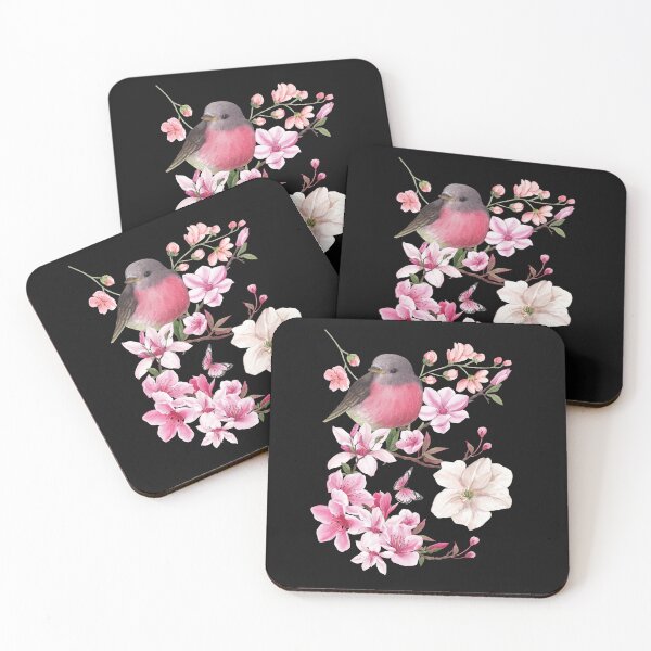Item preview, Cute Robin Perched In Pink Blossoms Design designed and sold by EarthArtDesigns.