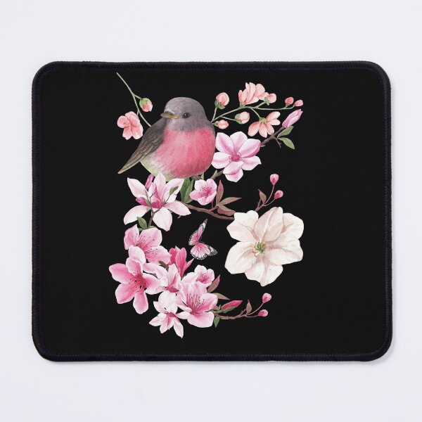 Item preview, Cute Robin Perched In Pink Blossoms Design designed and sold by EarthArtDesigns.