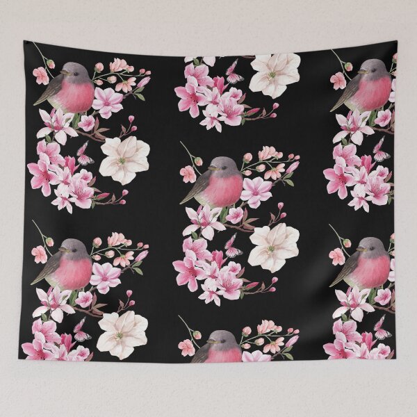 Item preview, Cute Robin Perched In Pink Blossoms Design designed and sold by EarthArtDesigns.