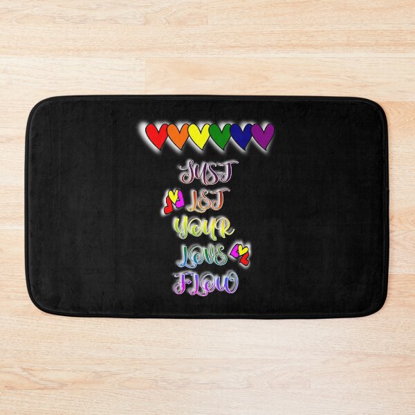 Item preview, "Just LET YOUR LOVE FLOW" - Colorful text graphic. White background shine - rainbow Hearts. designed and sold by ArtDesign-ZA.