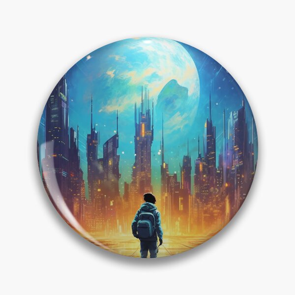 Item preview, Futuristic landscape in multi color space designed and sold by ink-and-Design.