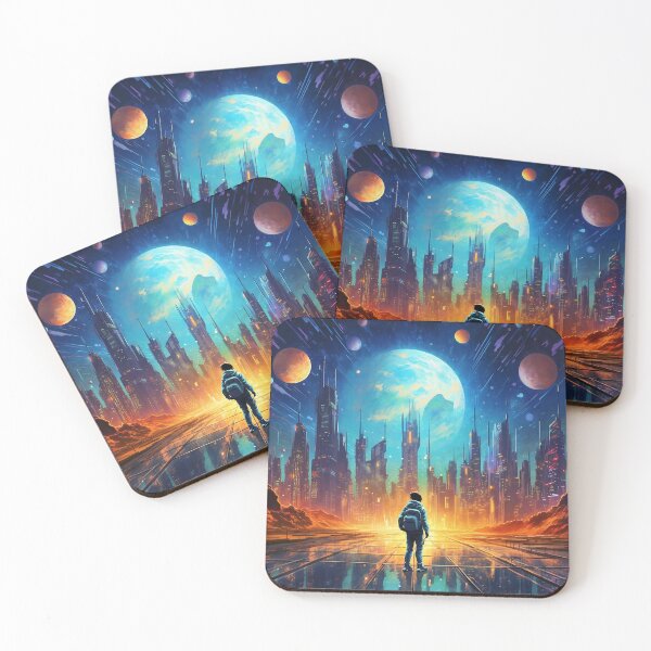 Item preview, Futuristic landscape in multi color space designed and sold by ink-and-Design.