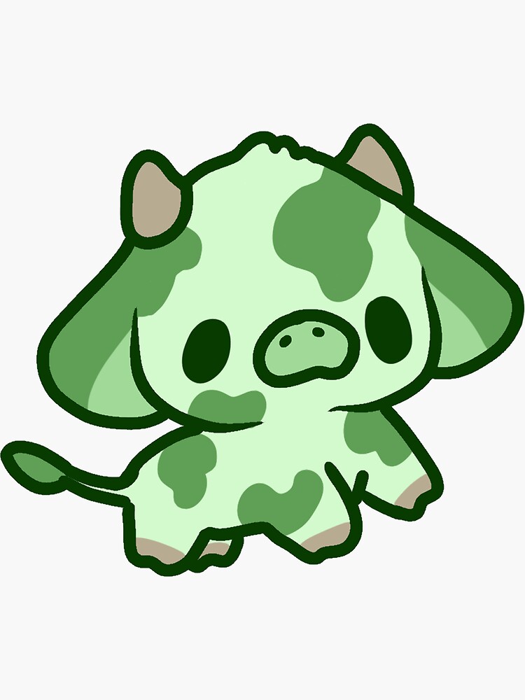 Cute cow, green cow, kawaii cow  Photographic Print for Sale by CastiloART