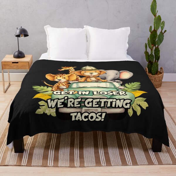Item preview, Get in loser we're getting tacos! Cute Safari Animals in Retro Green Truck designed and sold by JoyOfHopeStore.
