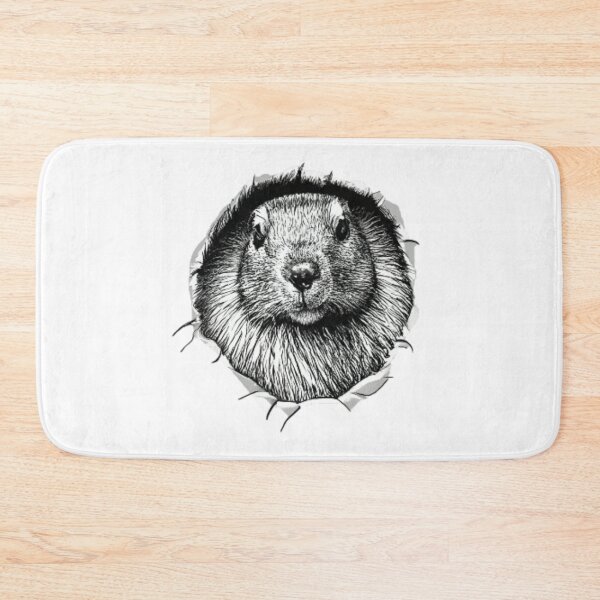 Item preview, Black and white groundhog breaking a wall designed and sold by GroundhogMs.