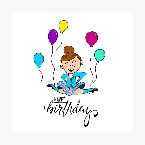Item preview, Highland Birthday Leap- Female, Aqua kilt, brown hair designed and sold by LizCaityArt.