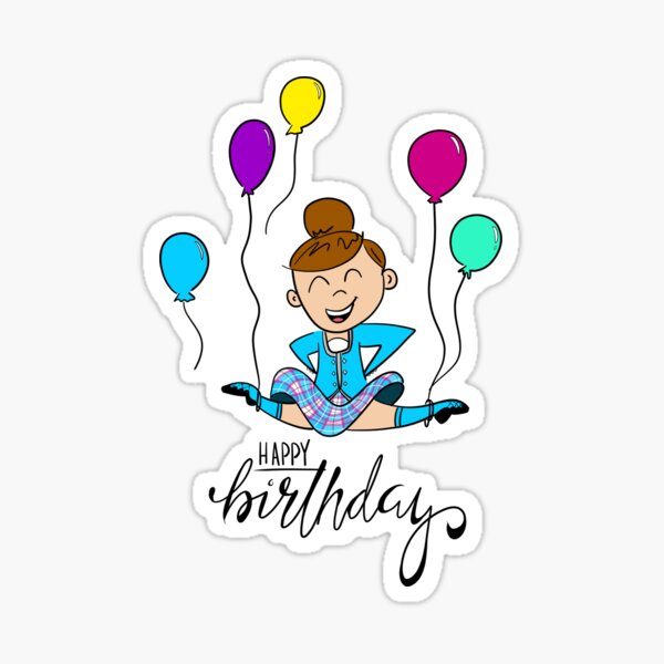 Item preview, Highland Birthday Leap- Female, Aqua kilt, brown hair designed and sold by LizCaityArt.