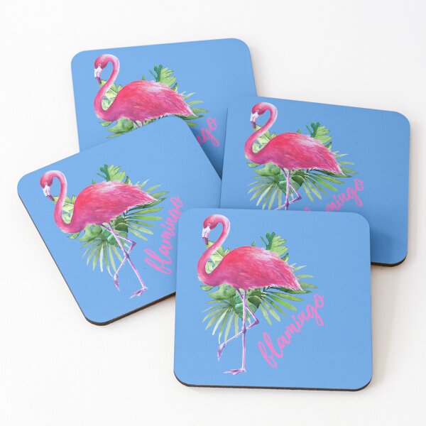 Item preview, Pink Flamingo Watercolor Tropical Leaves designed and sold by TheCatmeow2000.