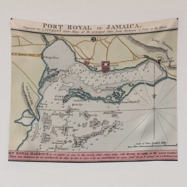 Item preview, Vintage Map of Port Royal Jamaica (1799) designed and sold by BravuraMedia.