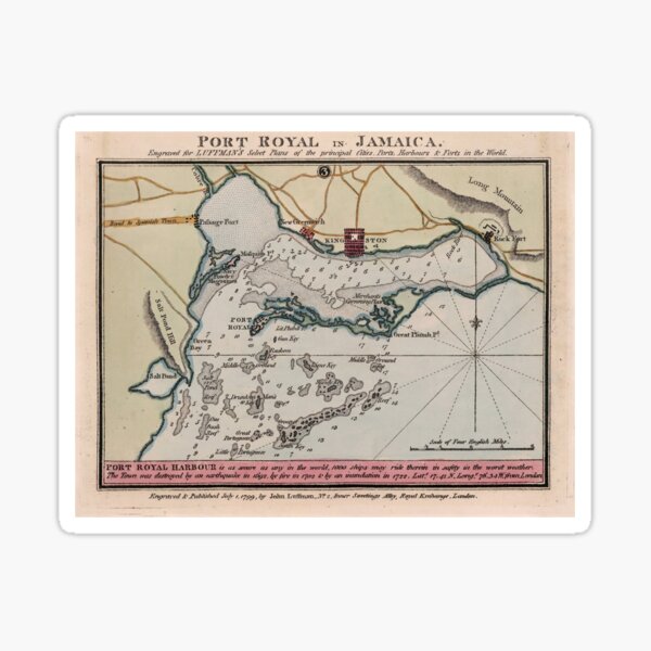 Item preview, Vintage Map of Port Royal Jamaica (1799) designed and sold by BravuraMedia.