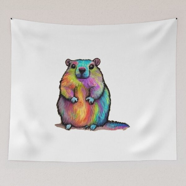 Item preview, Rainbow marmot drawn with graphite designed and sold by GroundhogMs.