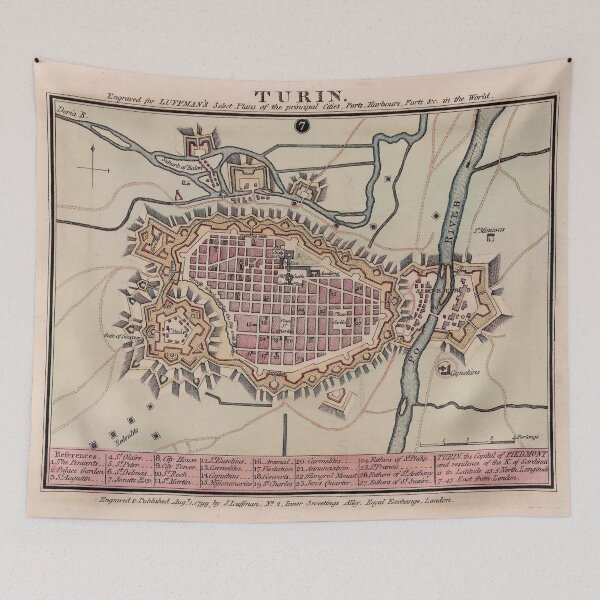 Item preview, Vintage Map of Turin Italy (1799) designed and sold by BravuraMedia.