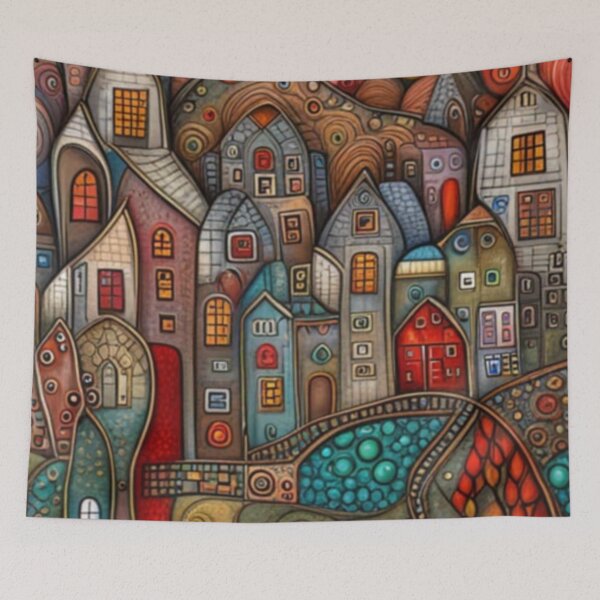 Item preview, Magical Folk Village Under Moonlight designed and sold by EpicFoxArt.
