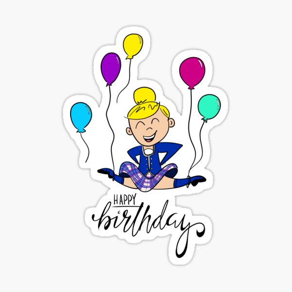 Item preview, Birthday Leap- female, cobalt blue kilt, blonde hair designed and sold by LizCaityArt.