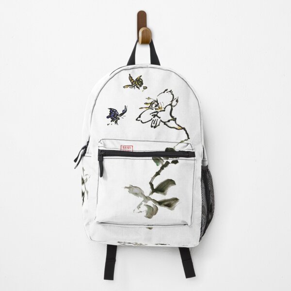 Item preview, White Lily with Butterfly Chinese Painting - Clean Print designed and sold by joannahliu.