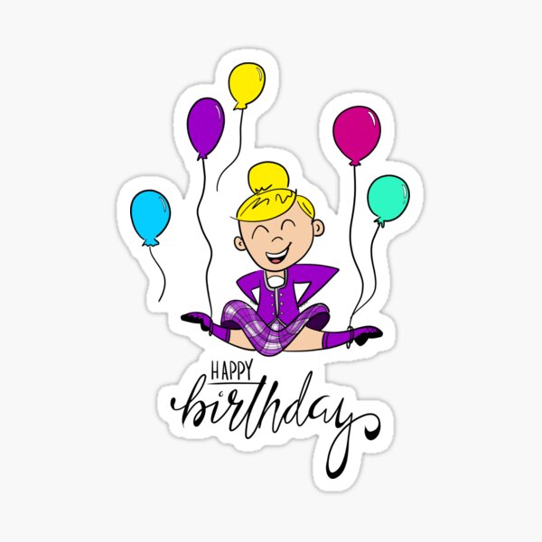 Item preview, Birthday Leap- female, bright purple kilt, blonde hair designed and sold by LizCaityArt.