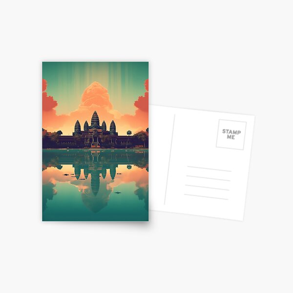 Item preview, Angkor Wat, Cambodia | Retro Art designed and sold by DigitalDugong.
