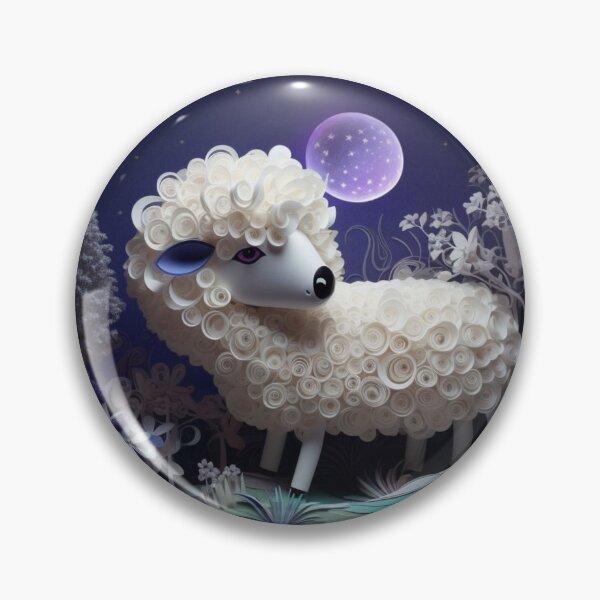 Item preview, Sheep in the night forest with moon and stars. 3d rendering designed and sold by aiphotosart.