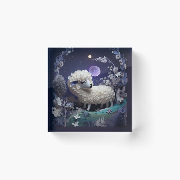 Item preview, Sheep in the night forest with moon and stars. 3d rendering designed and sold by aiphotosart.
