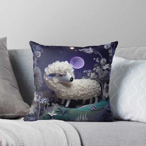 Item preview, Sheep in the night forest with moon and stars. 3d rendering designed and sold by aiphotosart.