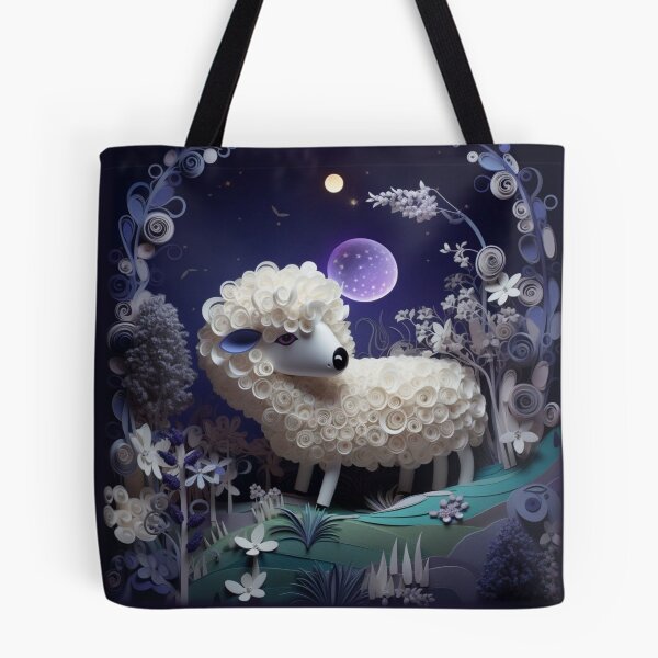 Item preview, Sheep in the night forest with moon and stars. 3d rendering designed and sold by aiphotosart.