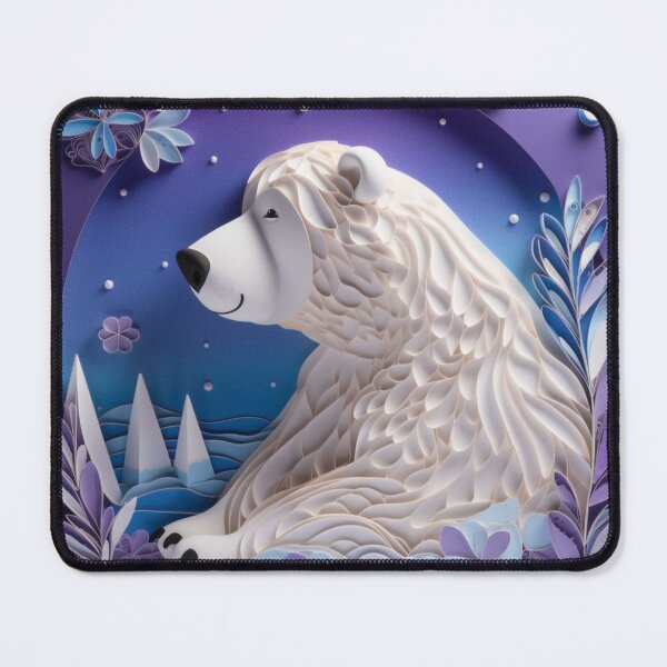 Item preview, 3d rendering of a white polar bear on a purple background. designed and sold by aiphotosart.