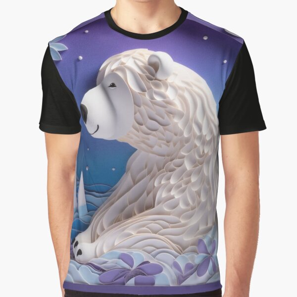 Vista previa del artículo con la obra «3d rendering of a white polar bear on a purple background.», diseñado y vendido por aiphotosart.