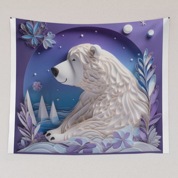 Item preview, 3d rendering of a white polar bear on a purple background. designed and sold by aiphotosart.