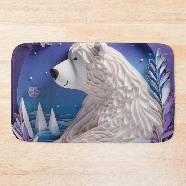 Item preview, 3d rendering of a white polar bear on a purple background. designed and sold by aiphotosart.