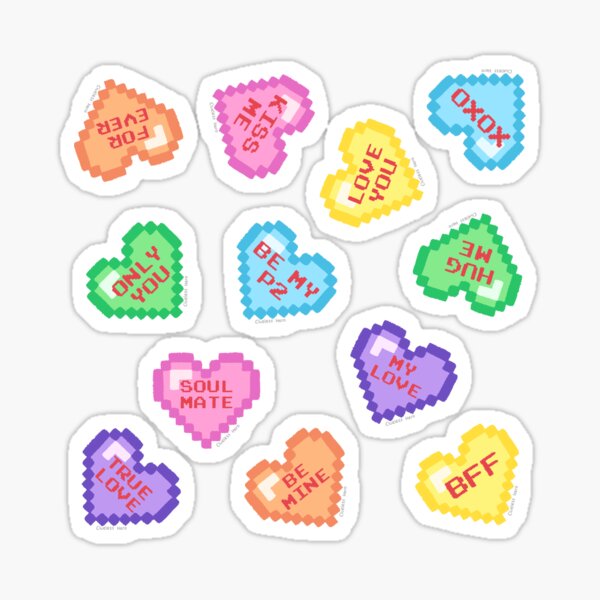 Pixel Candy Hearts Sticker