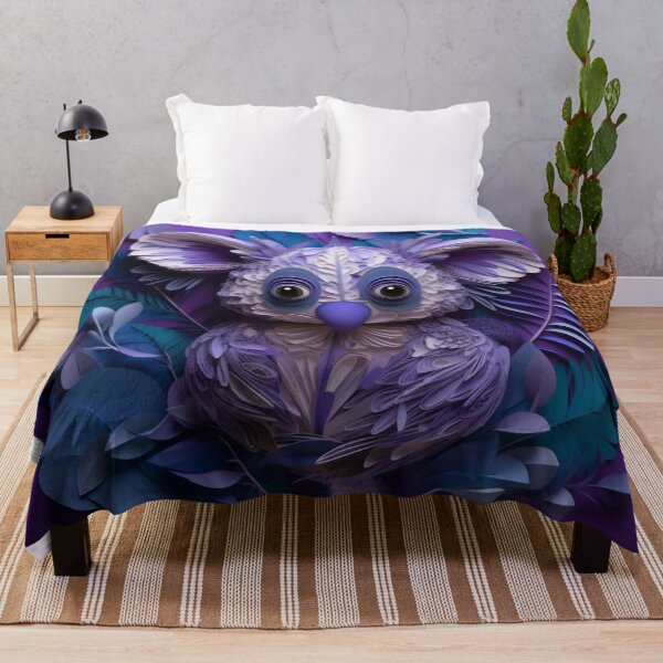 Artikelvorschau, Cute koala made of paper on purple background. Paper art. entworfen und verkauft von aiphotosart.
